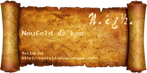 Neufeld Ákos névjegykártya